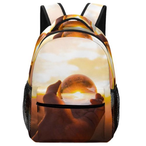 yanfind Children's Backpack Backlit Girl Ball Crystal Sunset Landscape Evening Travel Light  Outdoors Reflection Preschool Nursery Travel Bag