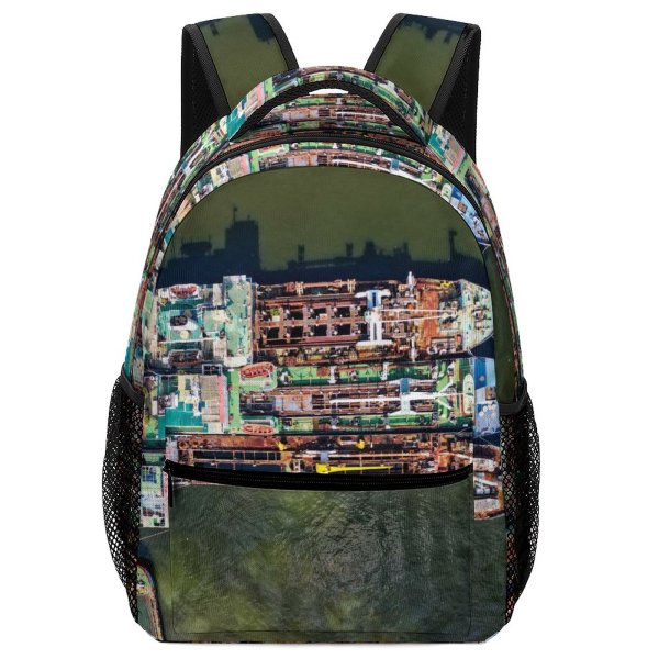 yanfind Children's Backpack Bay Harbour Ship Boat Transportation Sea Watercraft System Seashore Harbor Port Aerial Preschool Nursery Travel Bag
