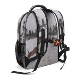 yanfind Children's Backpack Frozen Daylight Freezing Deer Frost Coniferous Frosty Winter Outdoors Reindeer Scenic Woods Preschool Nursery Travel Bag