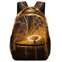 yanfind Children's Backpack Dark Time Lights Lapse Fireworks Grass Energy Event Sparkling Flash Preschool Nursery Travel Bag