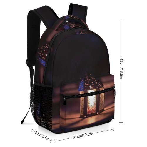 yanfind Children's Backpack Art Technology Electricity Energy Dark Ramadan Design Shining Light Illuminated Lamp Lantern Preschool Nursery Travel Bag