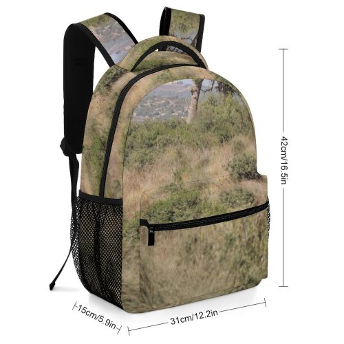 yanfind Children's Backpack Landscape Savanna Countryside Plant Wilderness Pictures Grassland Outdoors Stock Grey Tree Preschool Nursery Travel Bag