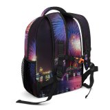 yanfind Children's Backpack Festival City Diwali Illuminated Downtown Cityscape Fireworks Evening Light Buildings Display Preschool Nursery Travel Bag