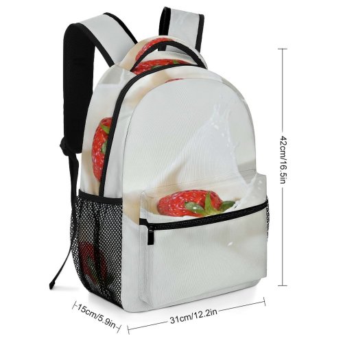 yanfind Children's Backpack Freshness Sweet Delicious Facebook Yogurt Milk Isolated Strawberry Dairy Preschool Nursery Travel Bag