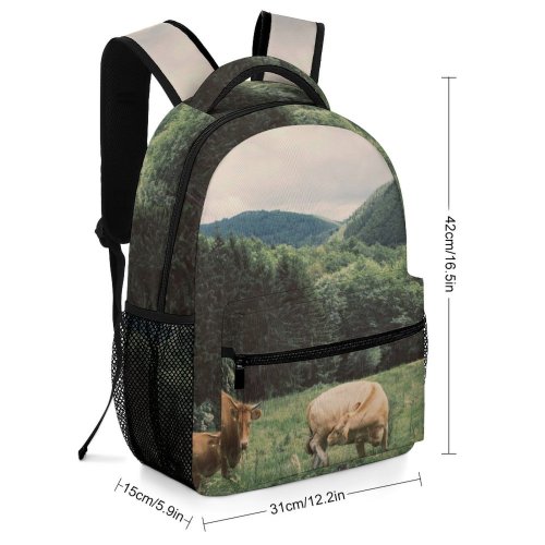 yanfind Children's Backpack Cow Cattle Grassland Field Outdoors Countryside Farm Rural Meadow Pasture Ranch Grazing Preschool Nursery Travel Bag