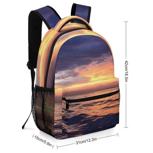 yanfind Children's Backpack Backlit Golden Clouds Sunset Landscape Evening Light Beach Scenic Hour Sundown Horizon Preschool Nursery Travel Bag