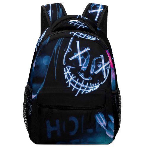 yanfind Children's Backpack Expressionism Street Illuminated Lights Insubstantial Face Halloween Evening Luminescence Neon Hoodie Costume Preschool Nursery Travel Bag
