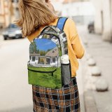 yanfind Children's Backpack Family Beautiful Estate Home Residential Grass Sunny Yard Landscaping Gardening Real Building Preschool Nursery Travel Bag