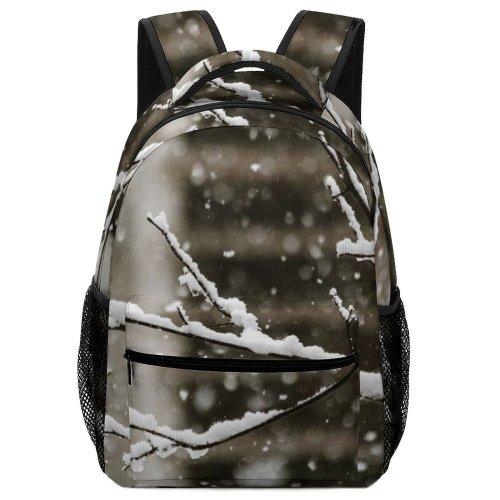 yanfind Children's Backpack  Focus Frozen Tree Winter Season Depth  Field Snow Snowy Outdoors Preschool Nursery Travel Bag