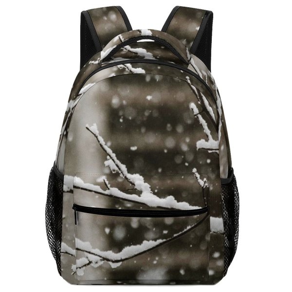 yanfind Children's Backpack  Focus Frozen Tree Winter Season Depth  Field Snow Snowy Outdoors Preschool Nursery Travel Bag