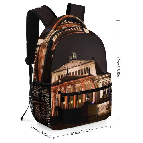 yanfind Children's Backpack Festival Lights Gendarmenmarkt Berlin Buildings City Cityscape Market Place Night Landmark Architecture Preschool Nursery Travel Bag