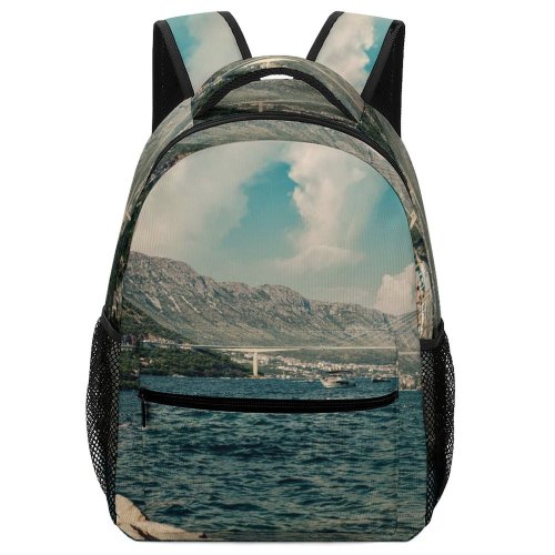 yanfind Children's Backpack Bay Tourism Coast Clouds Port Sunset Landscape Daylight Pier Travel  Island Preschool Nursery Travel Bag