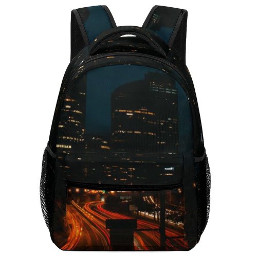 yanfind Children's Backpack  Street City Dark Time Lights Downtown Lapse Cityscape Roads Evening Asphalt Preschool Nursery Travel Bag