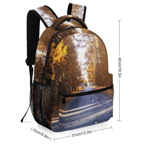 yanfind Children's Backpack Forest Scenery Sunlight Autumn Daylight Sunrays Pine Lane Outdoors Scenic Woods Fall Preschool Nursery Travel Bag