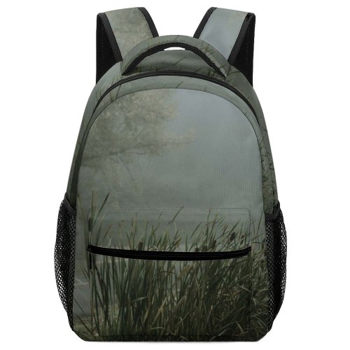 yanfind Children's Backpack Fog Outdoors Mist Grey Spooky Ominous Outside Road Dusk Halloween Creepy Cattails Preschool Nursery Travel Bag