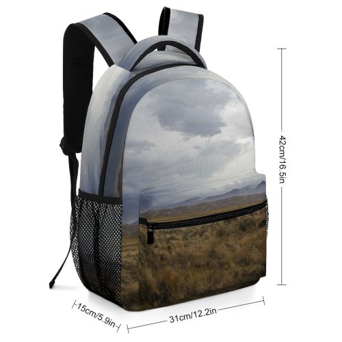 yanfind Children's Backpack Landscape Horizon Fields Storm Pictures Grassland Cloud Outdoors Grey Grass Preschool Nursery Travel Bag