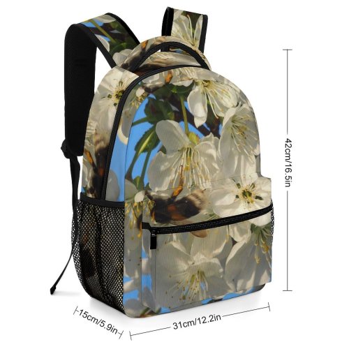 yanfind Children's Backpack Bumblebee Cherry Tree  Leaves Andrena Plant Pollen Free Bee Spring Preschool Nursery Travel Bag