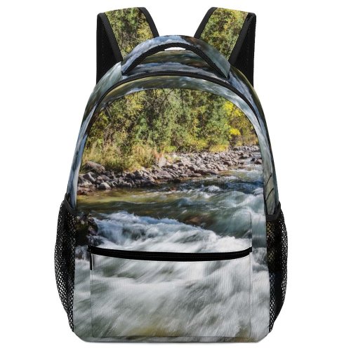 yanfind Children's Backpack Autumn Beauty Flowing Great Smoky Mountains National Park Leaf Relaxation River Rock Preschool Nursery Travel Bag