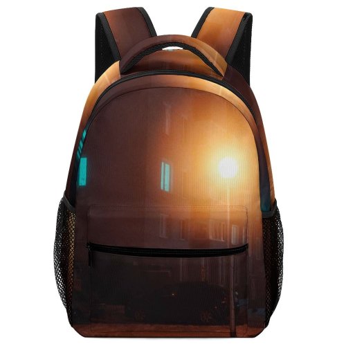 yanfind Children's Backpack  Winter City Dark Illuminated Lights Landscape Evening Travel Light Snow Building Preschool Nursery Travel Bag