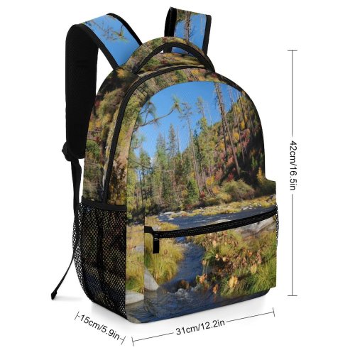 yanfind Children's Backpack Fall Autumn River Natural Landscape Wilderness Riparian Zone Tree Watercourse Preschool Nursery Travel Bag
