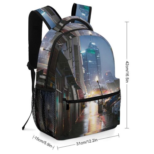 yanfind Children's Backpack Empty Sky Urban Street Metropolitan City Scene Buildings Illuminated Indianapolis Night Preschool Nursery Travel Bag