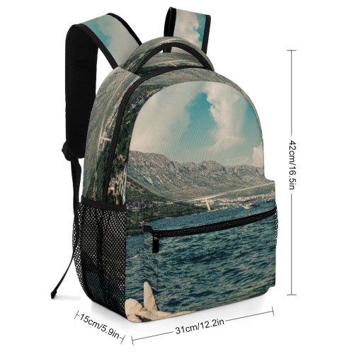 yanfind Children's Backpack Bay Tourism Coast Clouds Port Sunset Landscape Daylight Pier Travel  Island Preschool Nursery Travel Bag