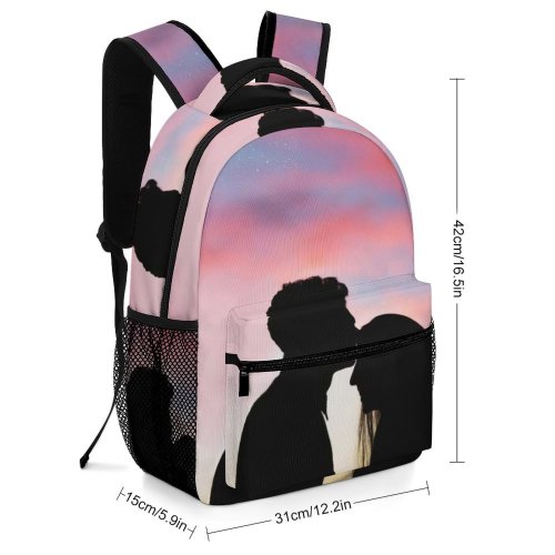 yanfind Children's Backpack Backlit Together Romance Affection Romantic Love Intimacy Sweethearts Togetherness Couple Dawn Silhouette Preschool Nursery Travel Bag