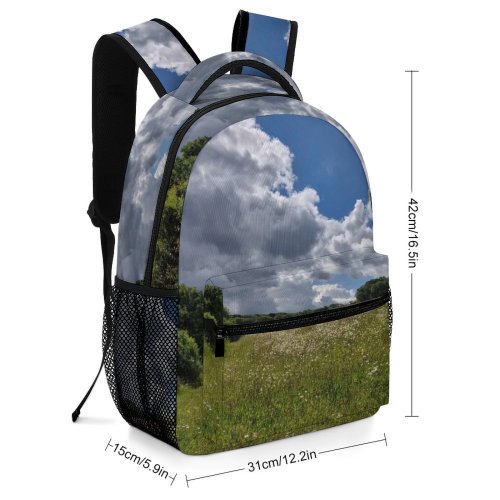 yanfind Children's Backpack Field Grassland Outdoors Countryside Farm Rural Meadow Cloud Cumulus Sky Azure Pasture Preschool Nursery Travel Bag