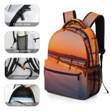 yanfind Children's Backpack Golden H Afterglow Sunset Evening Light Beach Scenic Hour Sundown O Preschool Nursery Travel Bag