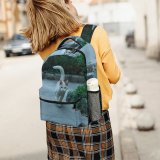 yanfind Children's Backpack Kitty Grass Pet Outdoors Street Kitten Cute Adorable Plants Tail Road Landscape Preschool Nursery Travel Bag