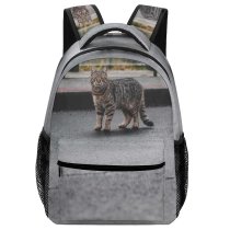 yanfind Children's Backpack Grey Pet Shorthair Outdoors City Ocicat Haired Street Felidae Kitten Tabby Whiskers Preschool Nursery Travel Bag