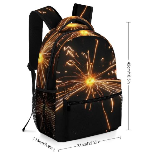 yanfind Children's Backpack Festival Deepavali Diwali Crakers Fireworks Dark Night Colourful Colour Light Midnight Darkness Preschool Nursery Travel Bag