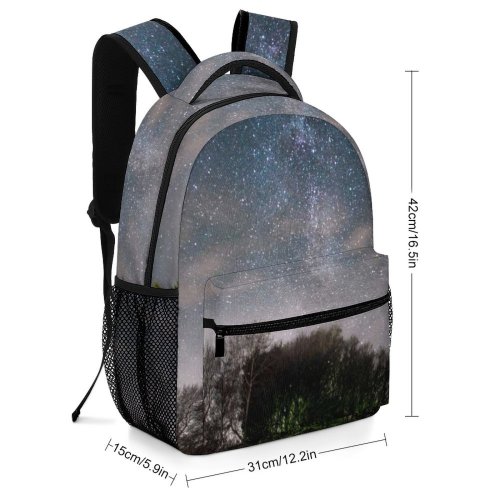 yanfind Children's Backpack Dark Exploration Forest Scenery Evening Field Milky Space Pine Galaxy Outdoors Astronomy Preschool Nursery Travel Bag