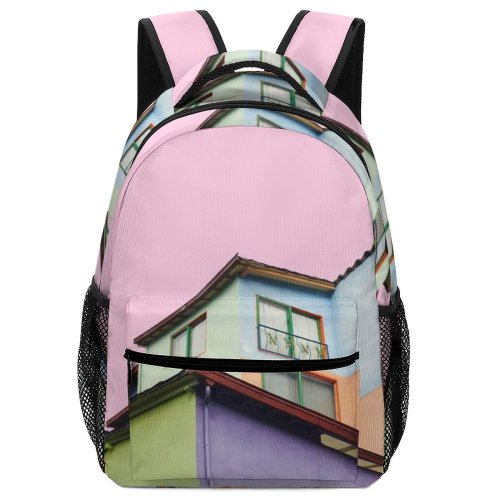 yanfind Children's Backpack Estate Design Home Scenery Roofs Landscape Daylight Daytime Colorful Buildings Items Preschool Nursery Travel Bag