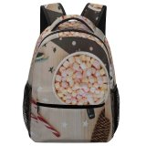 yanfind Children's Backpack Advent Snowflakes Design  Season Merry  Cup Cane Colorful Marshmallows Pine Preschool Nursery Travel Bag