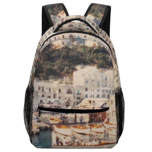 yanfind Children's Backpack Bay Tourism City Yacht Travel Marina Boat Transportation Outdoors Seashore Fishing Architecture Preschool Nursery Travel Bag