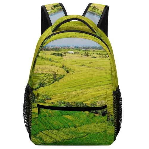 yanfind Children's Backpack Land Rural Fly Field Countryside Grassland Outdoors Paddy Bali Бали Drone Preschool Nursery Travel Bag