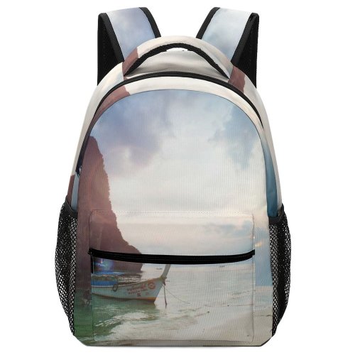 yanfind Children's Backpack Beautiful Sand Sunlight Formation Landscape Travel Island Beach  Tropical Boat Scenic Preschool Nursery Travel Bag