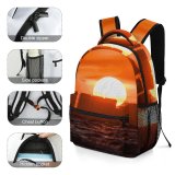 yanfind Children's Backpack Golden Silhouettes Scenery Clouds Sunset Landscape Evening Buildings Boat Silhouetted Preschool Nursery Travel Bag