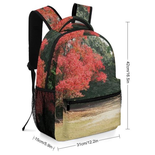 yanfind Children's Backpack Outdoors Landscape Scenery Scenic Maple Park Branch Tree Grass Road Guidance Wood Preschool Nursery Travel Bag