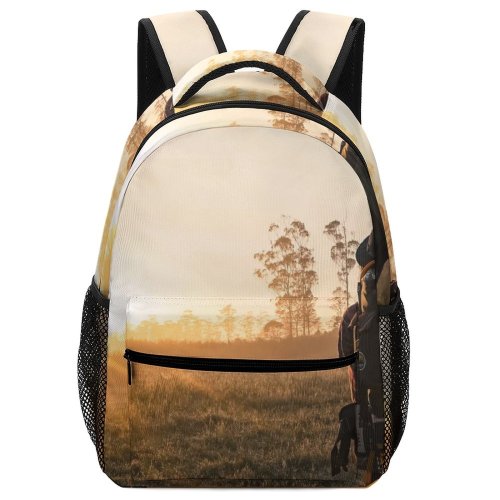 yanfind Children's Backpack Backpack Park Fog Journey Sunset Grass Adventure Landscape Daylight Sunrays Travel Field Preschool Nursery Travel Bag