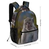 yanfind Children's Backpack  Fur Monkey Focus Macaque Field  Shallow Primate Furry Wildlife Depth Preschool Nursery Travel Bag