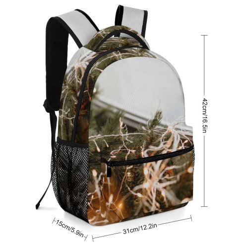 yanfind Children's Backpack  Bokeh Fir Focus Christmas String Decoration Pine  Shining Illuminated Lights Preschool Nursery Travel Bag