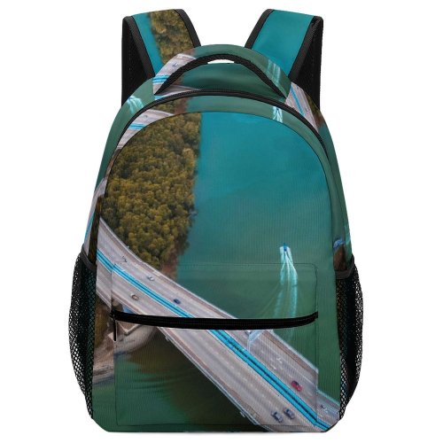 yanfind Children's Backpack Expressway Landscape Traffic Asphalt Pavement Travel Island Highway Watercrafts River Transportation Preschool Nursery Travel Bag