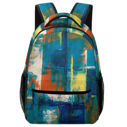 yanfind Children's Backpack Colour Expressionism Abstract Vibrant Wall Free HQ Acrylic Art Texture Preschool Nursery Travel Bag