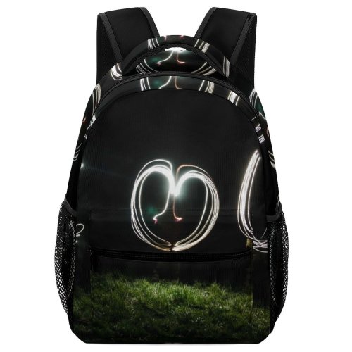 yanfind Children's Backpack Focus Dark Time Illuminated Lights Lapse Grass Art Valentines Exposure Night Heart Preschool Nursery Travel Bag