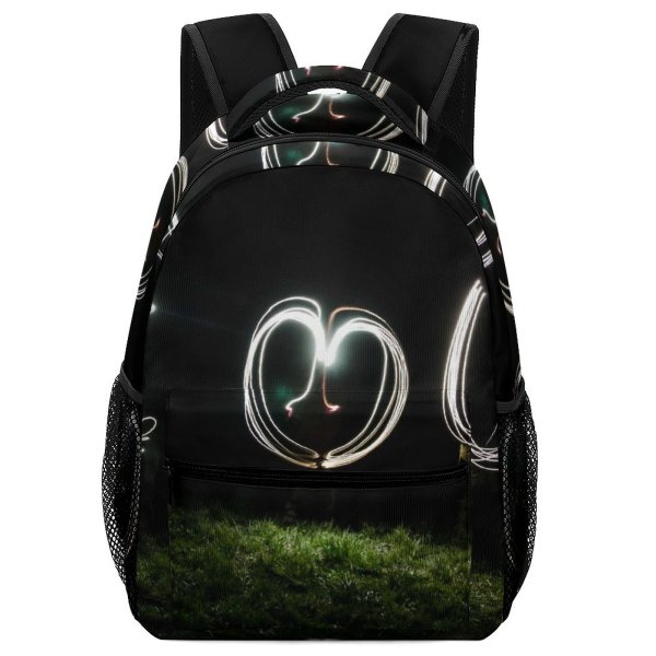 yanfind Children's Backpack Focus Dark Time Illuminated Lights Lapse Grass Art Valentines Exposure Night Heart Preschool Nursery Travel Bag