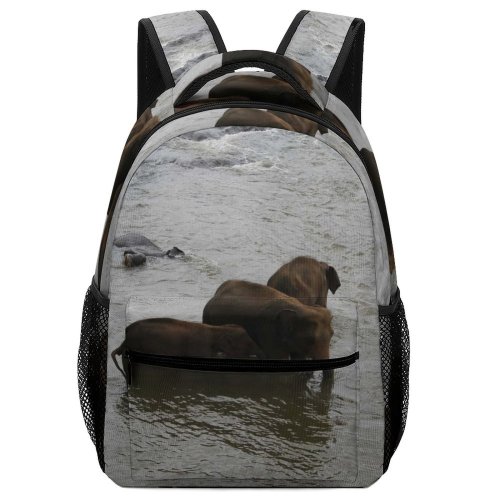 yanfind Children's Backpack Bathing Elephants Elephant Rivers Streams Streaming Mammoths Indian Wildlife Fawn Preschool Nursery Travel Bag
