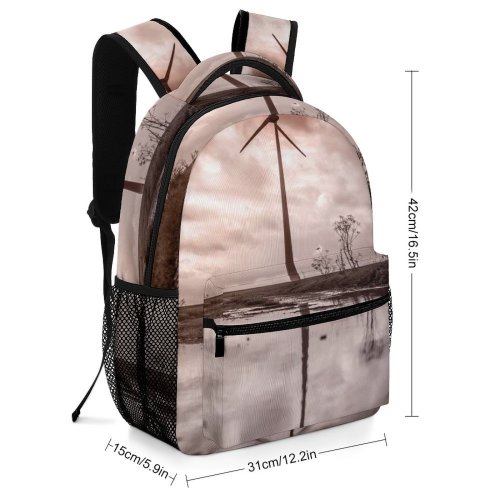 yanfind Children's Backpack Golden Rotation Windmill Clouds Efficiency Alternative Sunset Technology Energy Electricity Renewable Hour Preschool Nursery Travel Bag
