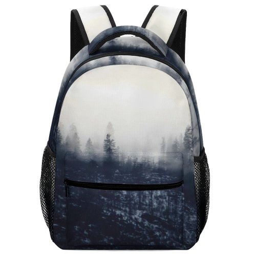 yanfind Children's Backpack Fog Plant Tree Grey Outdoors Abies Fir Mist Conifer  Cloud Creative Preschool Nursery Travel Bag